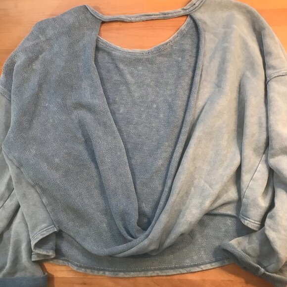 Free People See You Tonight Pullover Sweatshirt Twist Open Back Terry Cotton M - Picture 6 of 9